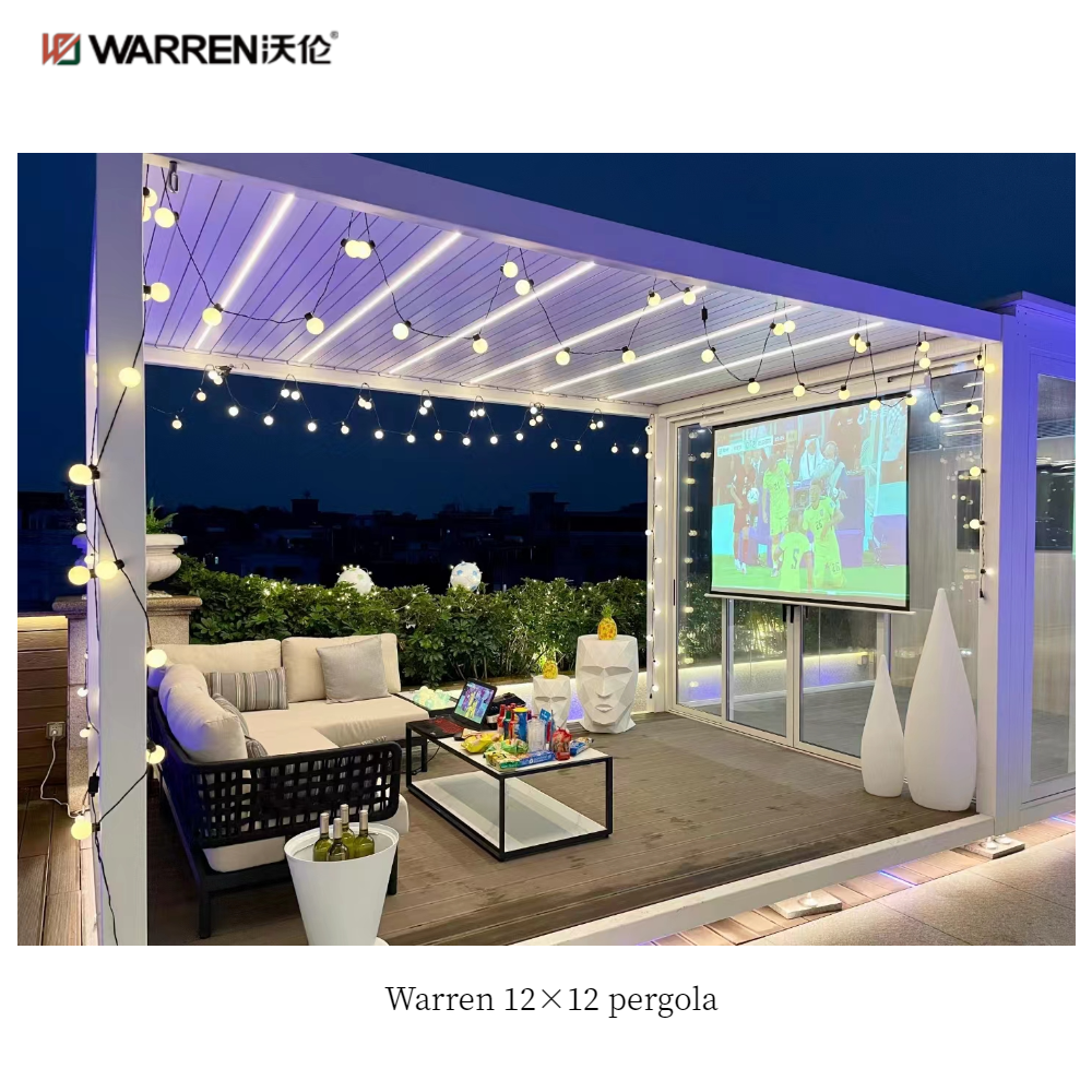 Warren 12x12 Aluminum Pergola with Adjustable Roof Louvered Canopy