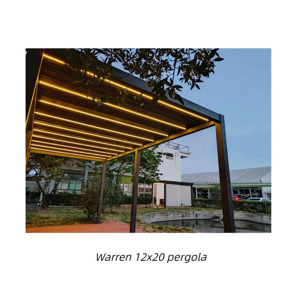 Warren 12x20 outdoor pergola with louvered gazebo canopy