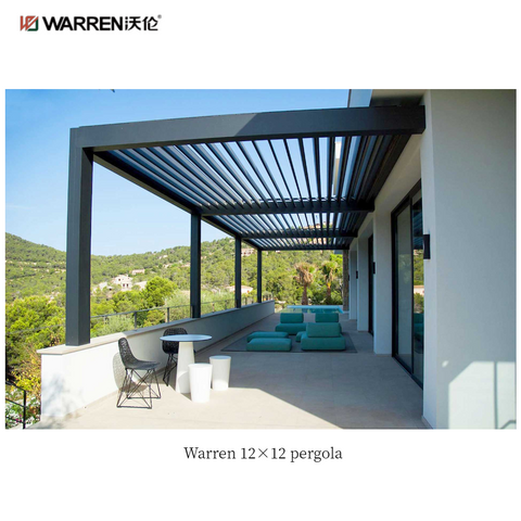 Warren 12x12 Aluminum Pergola with Adjustable Roof Louvered Canopy