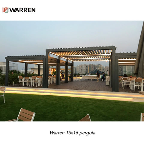 Warren 16x16 metal pergola with patio aluminum louvered canopy