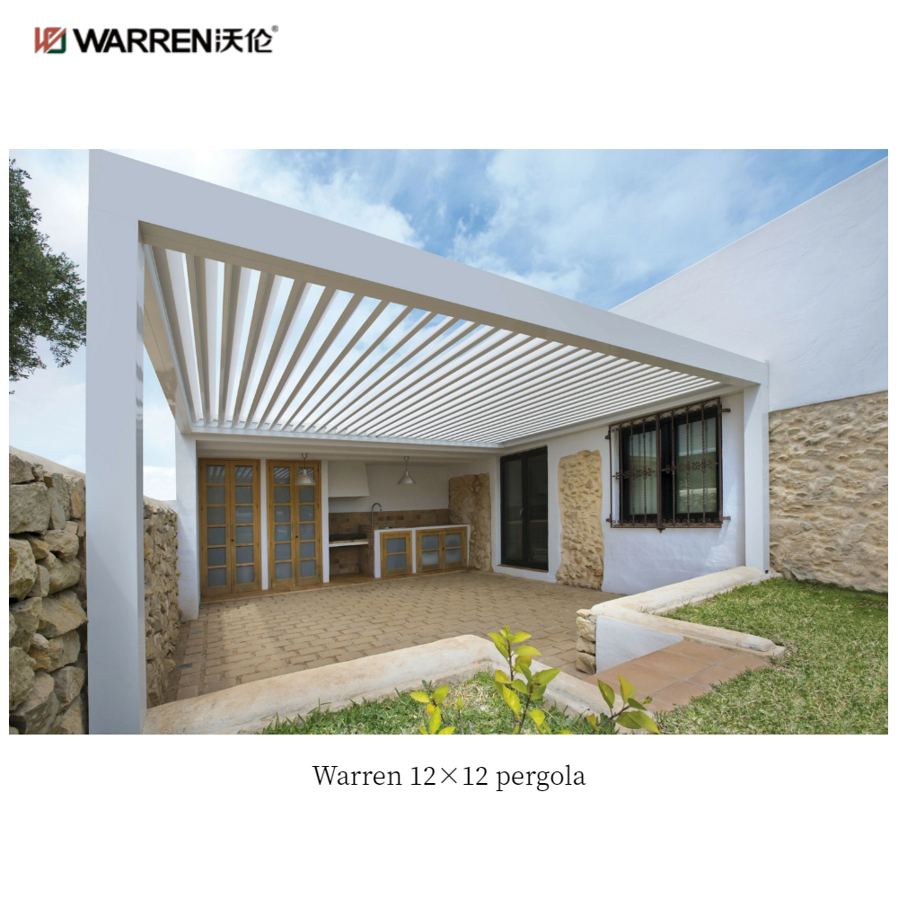 Warren 12x12 Aluminum Pergola With Adjustable Roof Louvered Canopy 