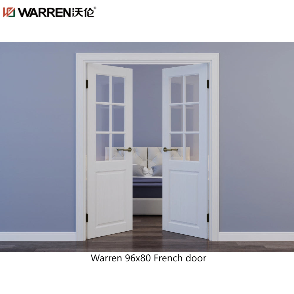 Warren 96x80 Wide French Door With White Double Doors Interior