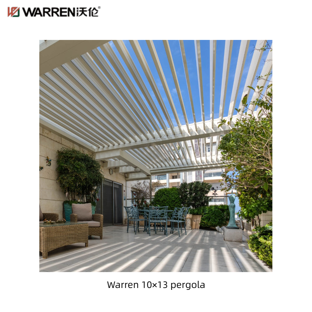 Warren 10x13 adjustable louvered pergola with aluminum white canopy