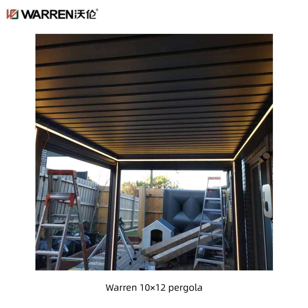 Warren 10x12 adjustable louvered pergola with aluminum white canopy