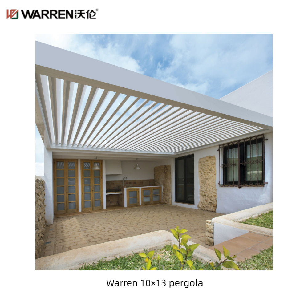 Warren 10x13 adjustable louvered pergola with aluminum white canopy