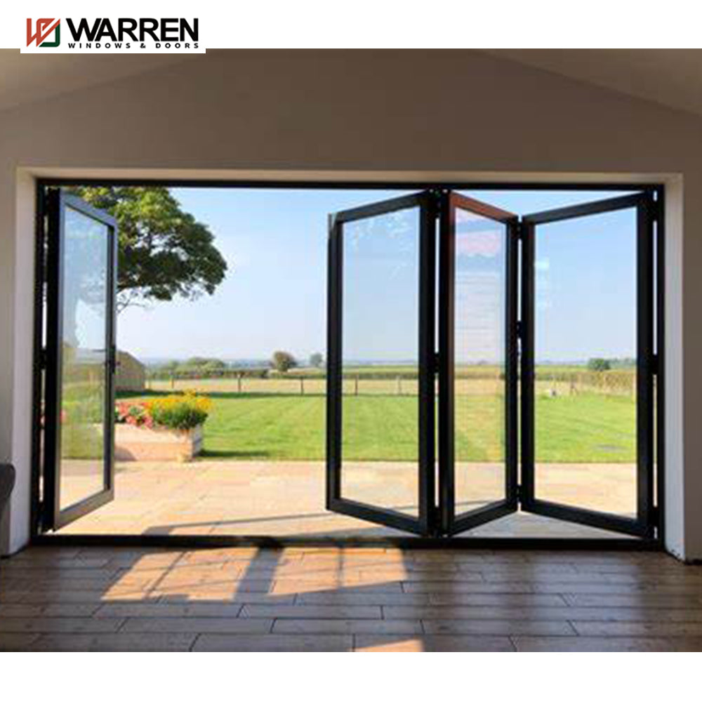 Warren Manufacture Price Aluminium alloy Double Pane Low E Glass Folding Patio Doors Folding Exterior Doors
