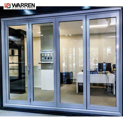 Warren Manufacture Price Aluminium alloy Double Pane Low E Glass Folding Patio Doors Folding Exterior Doors