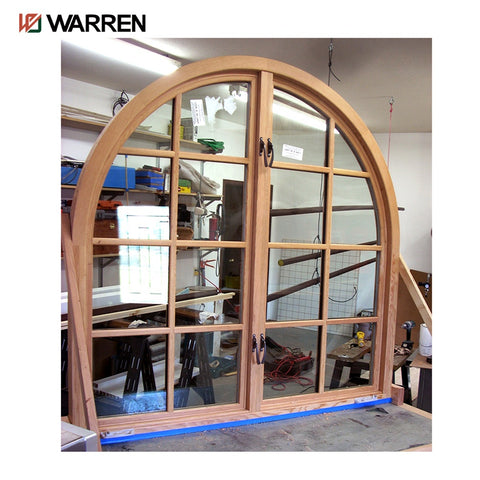 Warren America Customized Specialty Shape Wooden Color Design Aluminum Tempered Glass Arch Shaped Windows