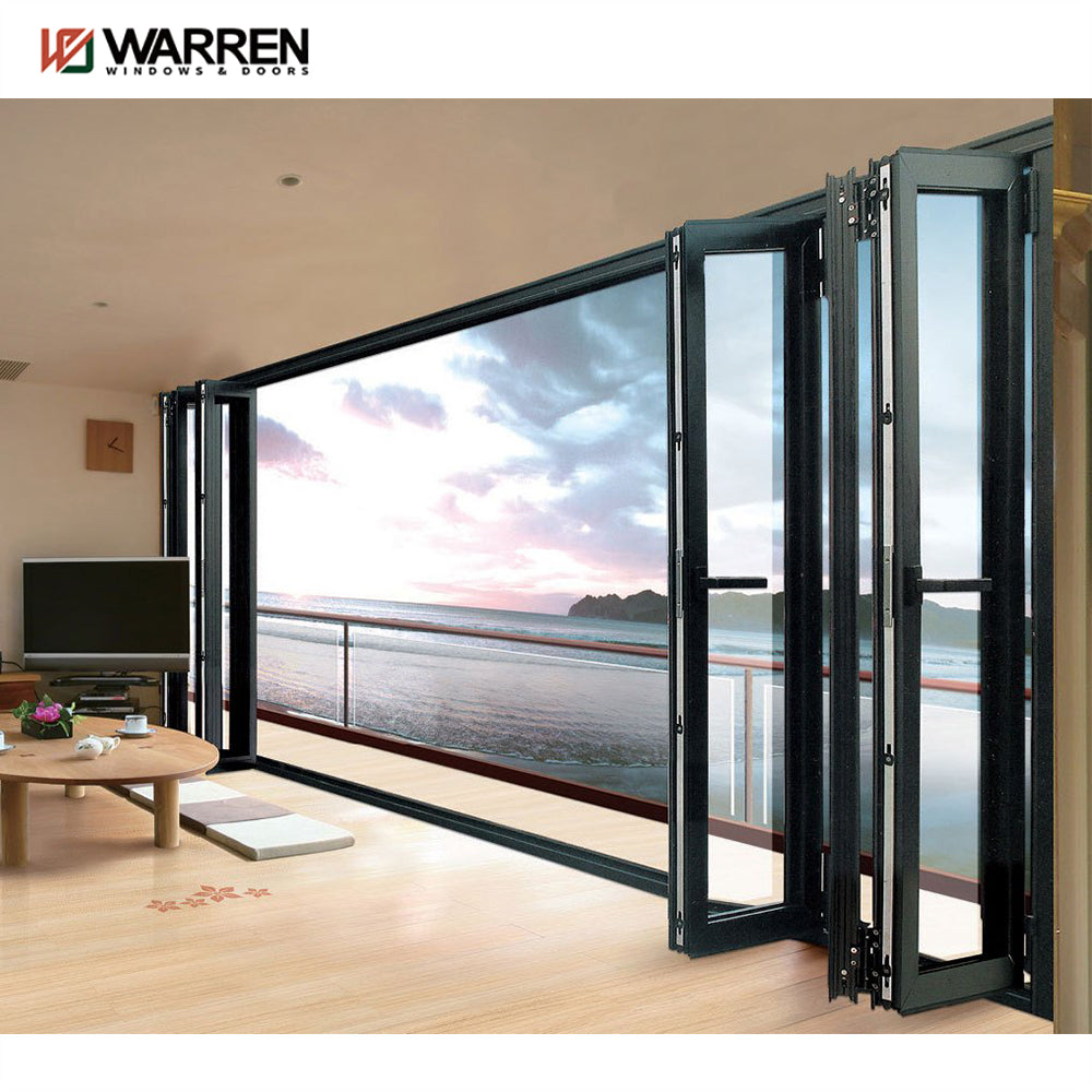 Warren Latest Design Exterior Double Tempered Glass Patio Bi Folding Thermal Break Aluminium Doors