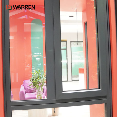 Warren Good Quality Hinge Aluminium Window Tilt and Turn Brown Wood Design Windows for Depot Home Window Sales