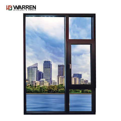 Warren Germany Hardware Modern Slim Tilt Turn Double Tempered Glass Aluminum Casement Windows French Window
