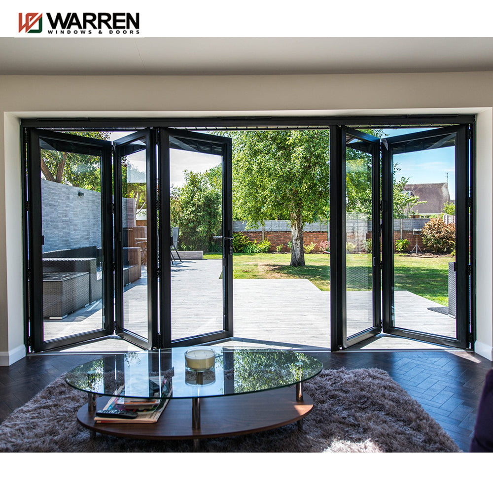 Warren Bi Folding Double Doors Interior Double Glazed Thermal Break Aluminum Bi Folding Door Prices