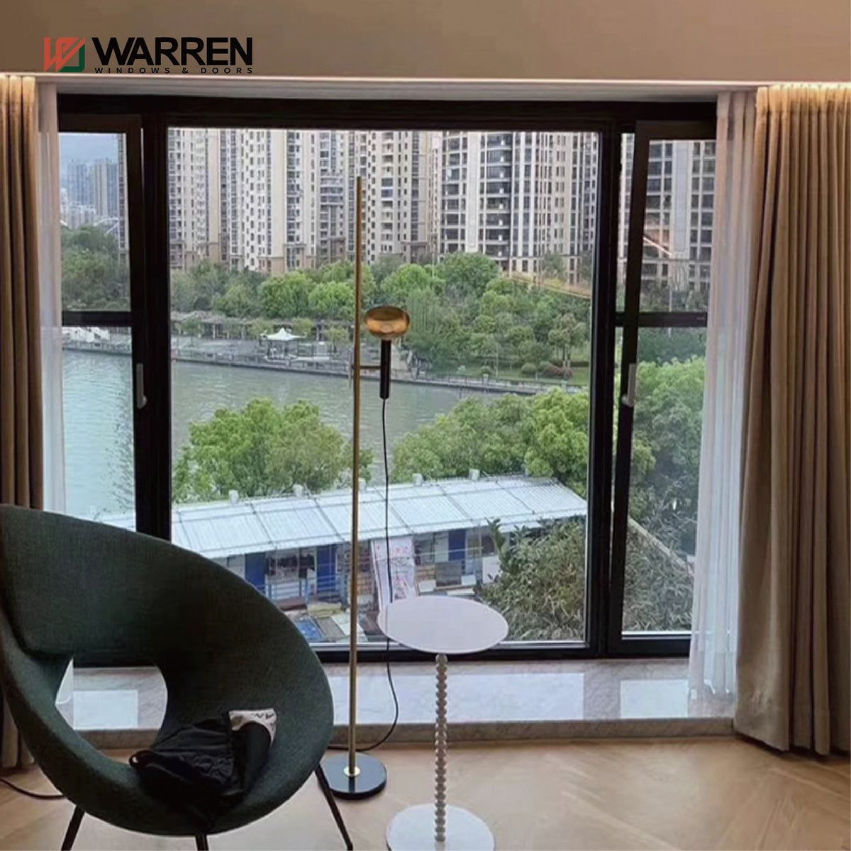 Warren Hot Selling Cost Effective Modern Residential Housing Thermal Break French Window Tilt Turn Casement Windows