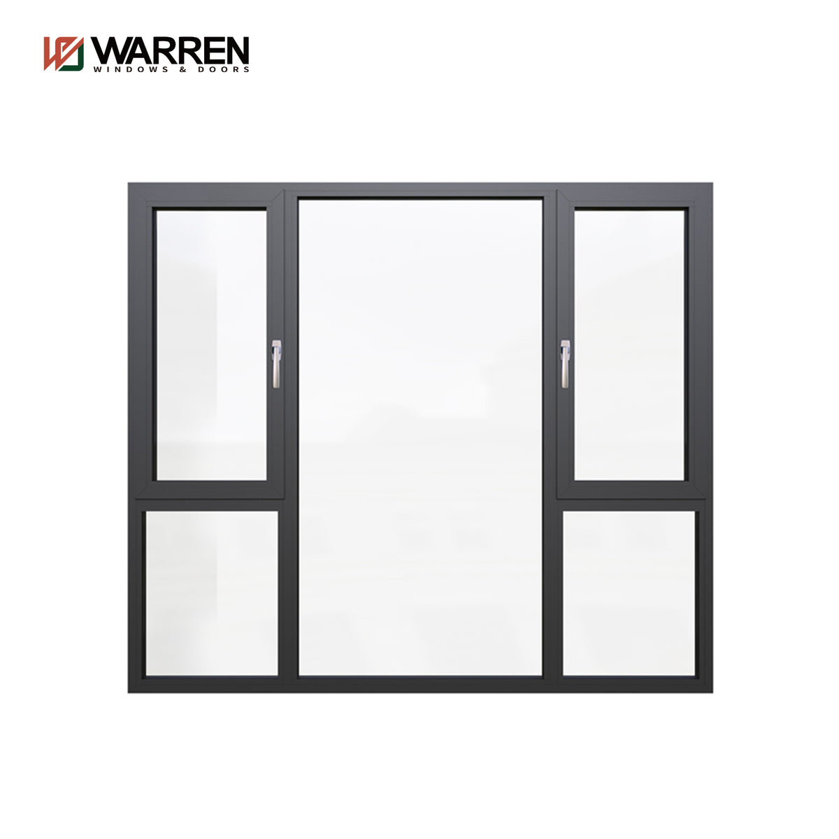 Warren Factory Direct Thermal Break low-E Powder Coated Black Aluminium Windows Custom Casement Glass Windows