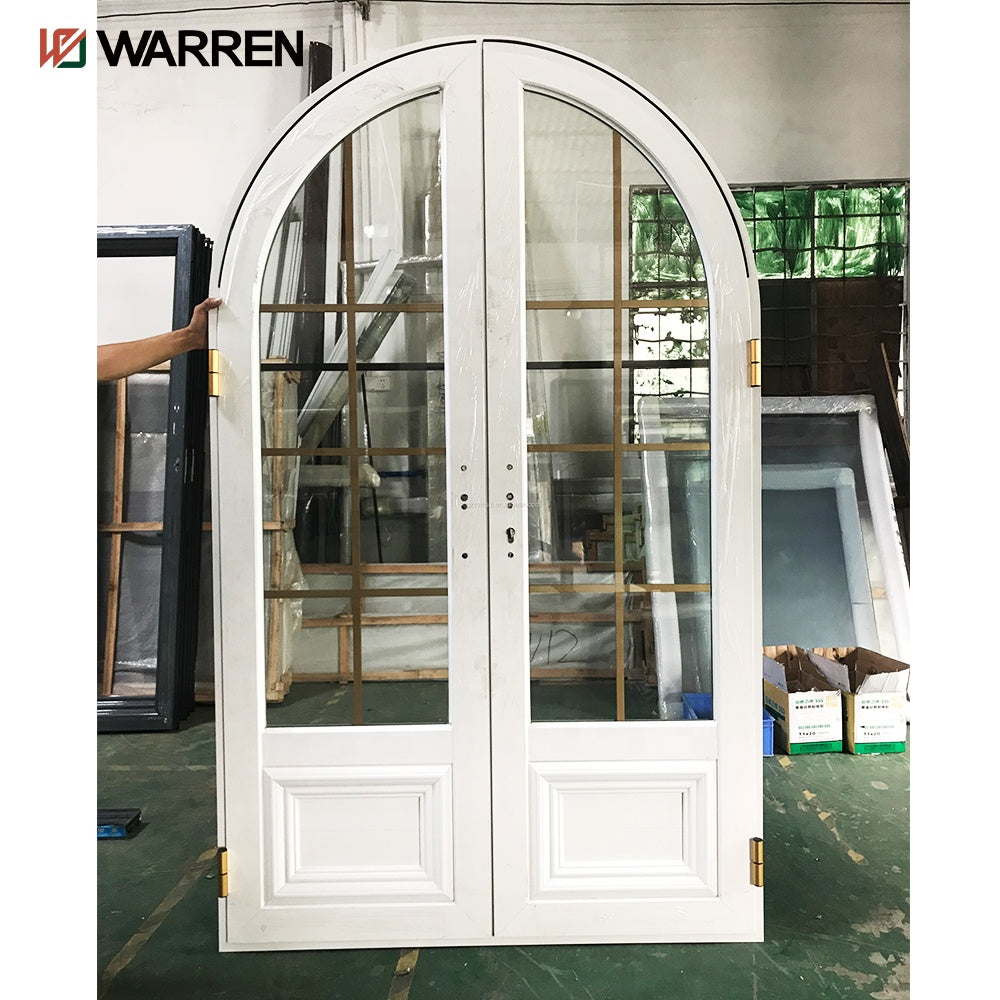 Warren Wholesale Pattern Design Wooden Window With Double Glazing Glass Oak Wood Round Arch Top Casement Window